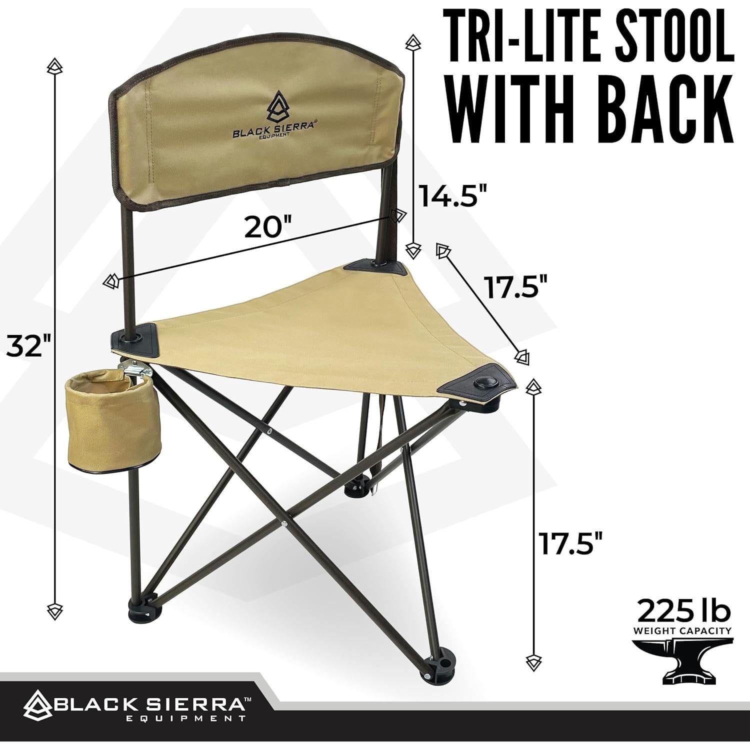 Silla de Caza Tripode XL Black Sierra - Soporta 102 Kg, Plegable