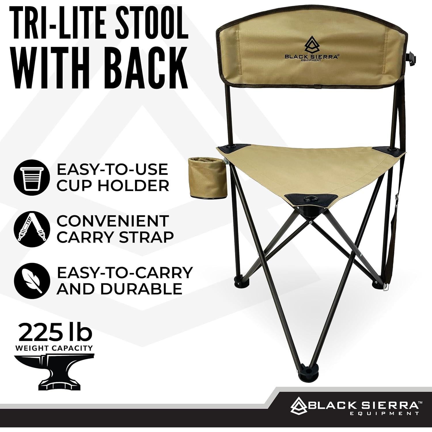 Silla de Caza Tripode XL Black Sierra - Soporta 102 Kg, Plegable