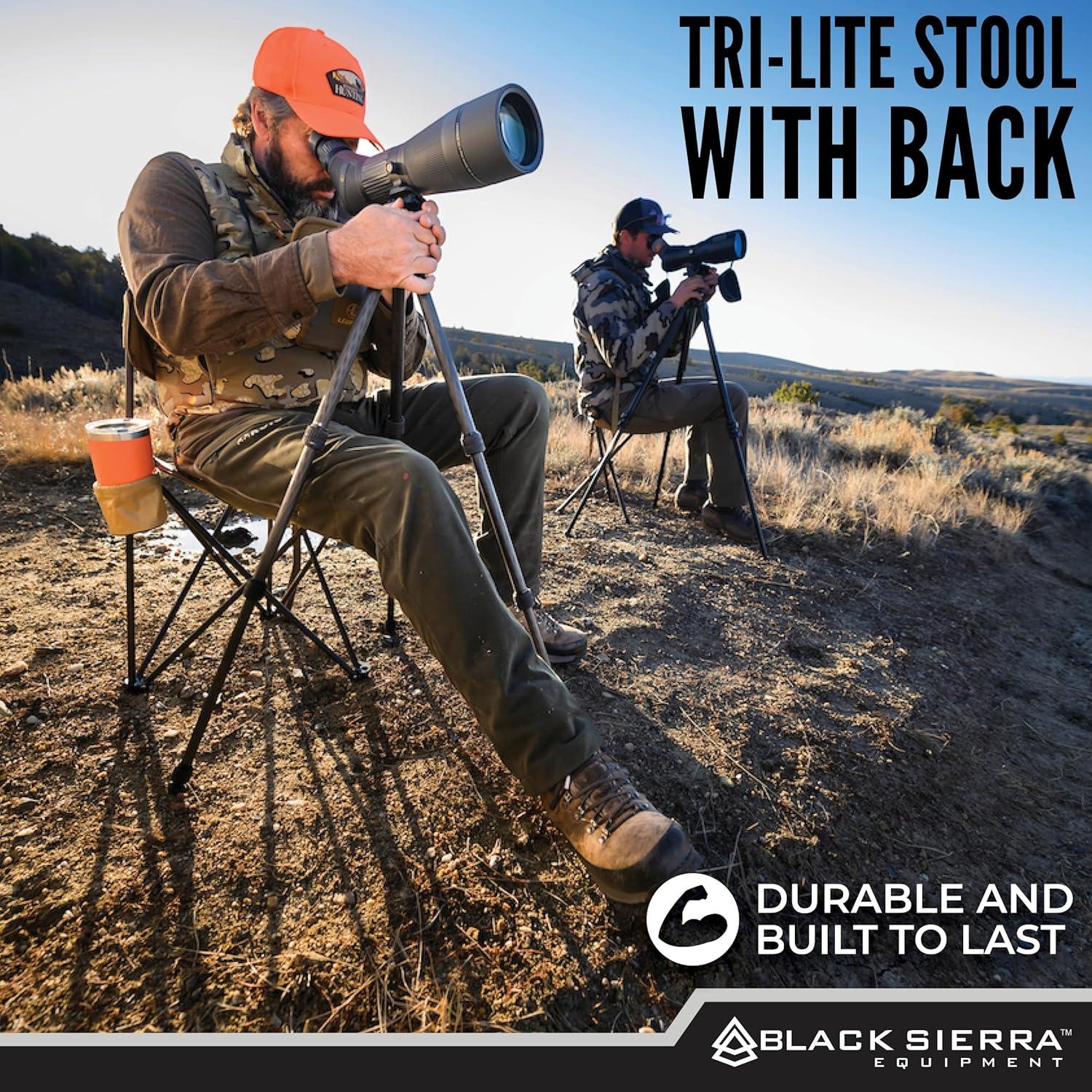 Silla de Caza Tripode XL Black Sierra - Soporta 102 Kg, Plegable