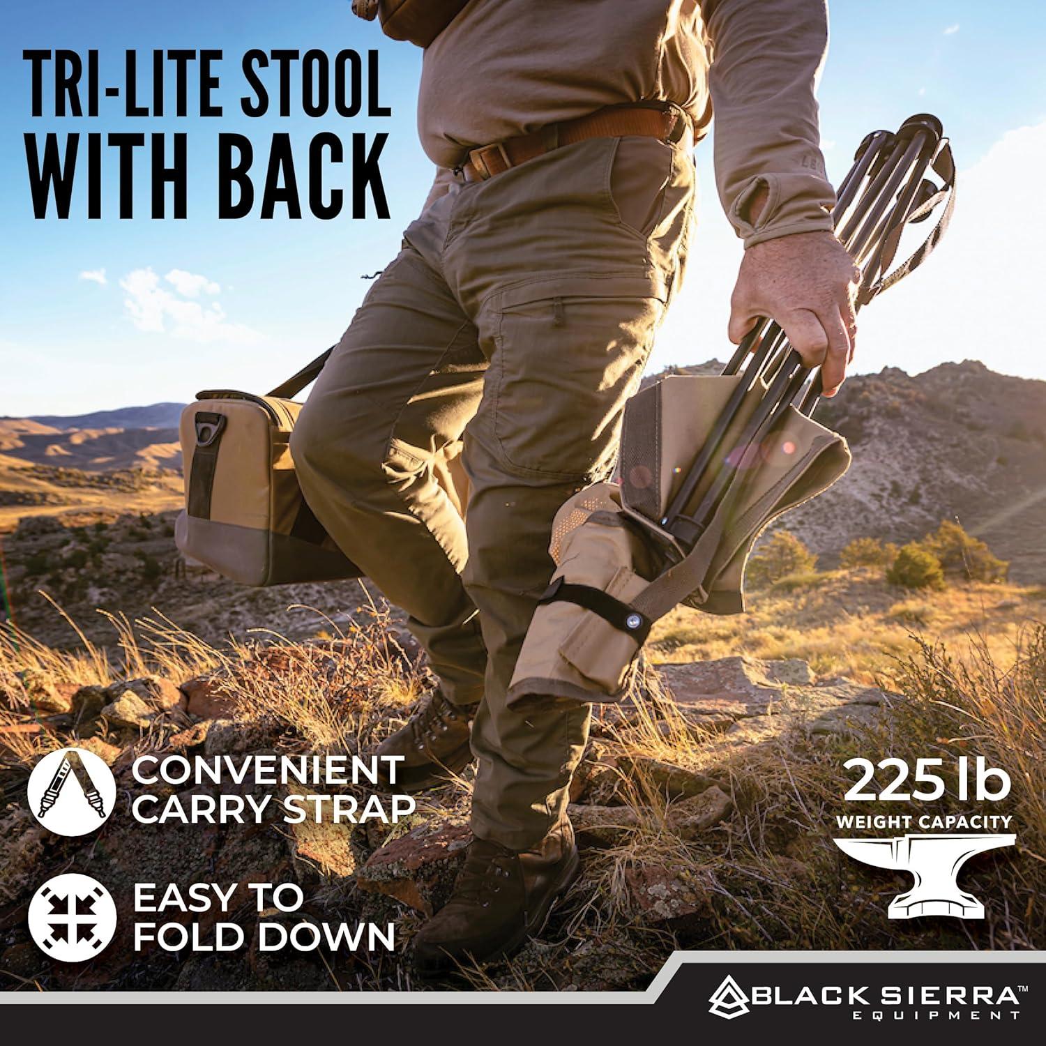 Silla de Caza Tripode XL Black Sierra - Soporta 102 Kg, Plegable