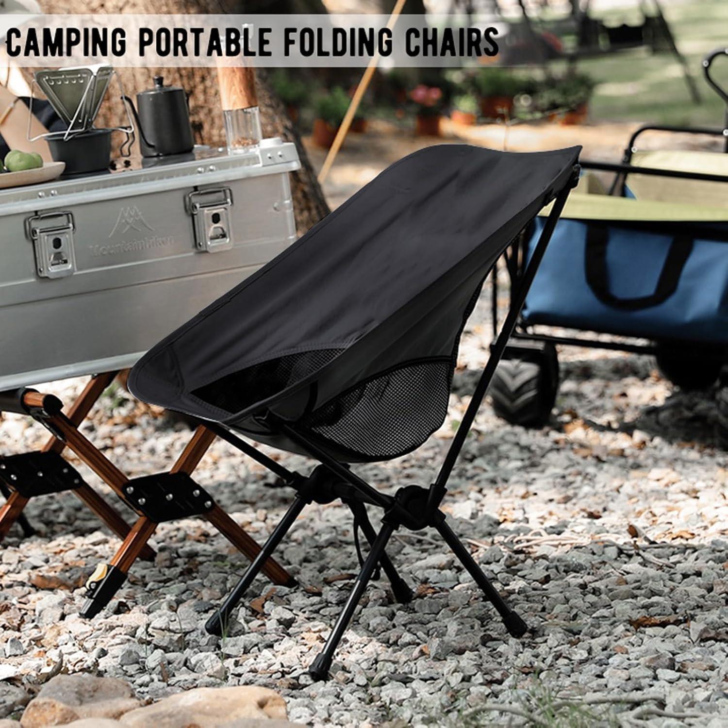 Silla de Camping Plegable VEADOOLLY 150kg Negra Ergonómica