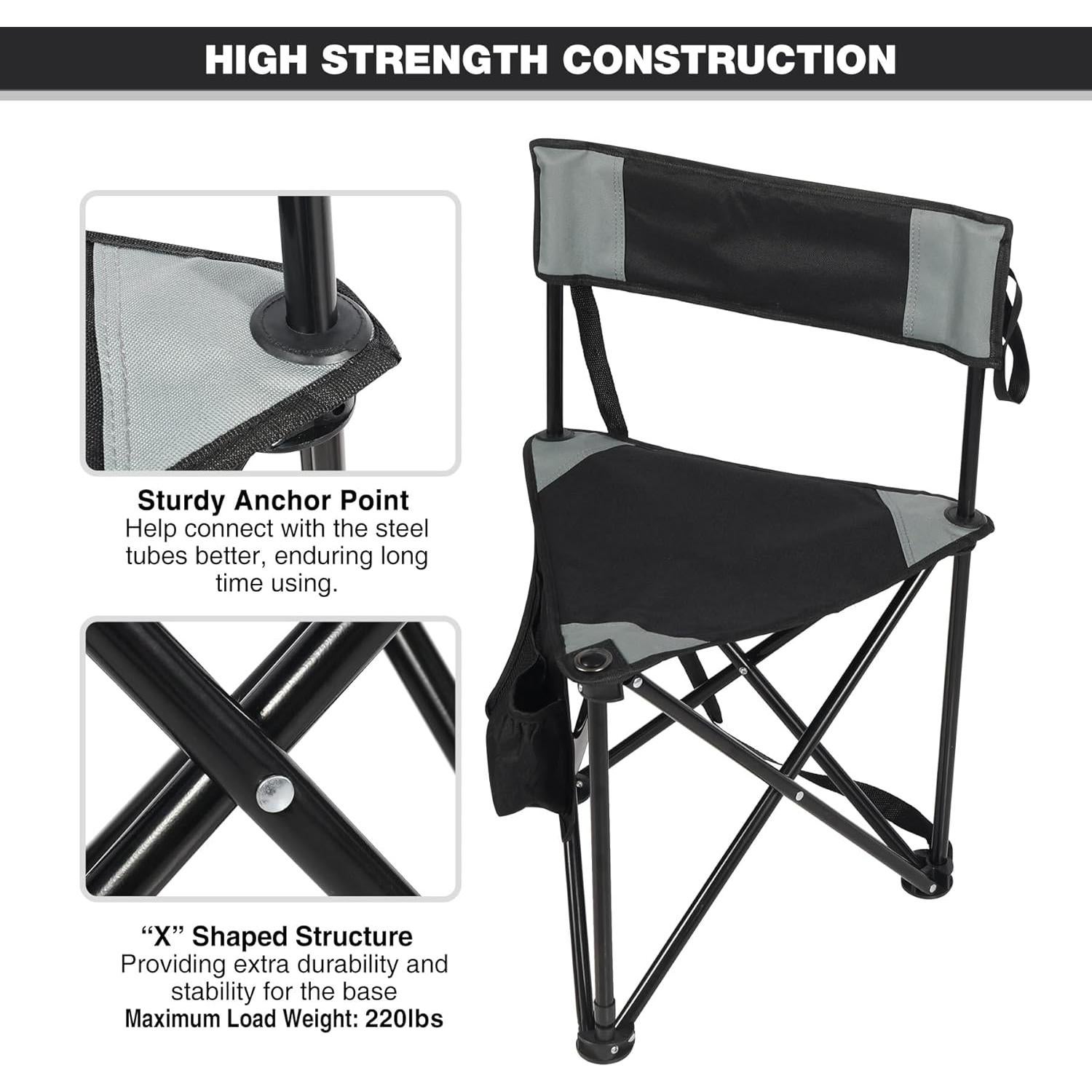 Sillas de Camping Plegables REDCAMP con Trípode y Respaldo