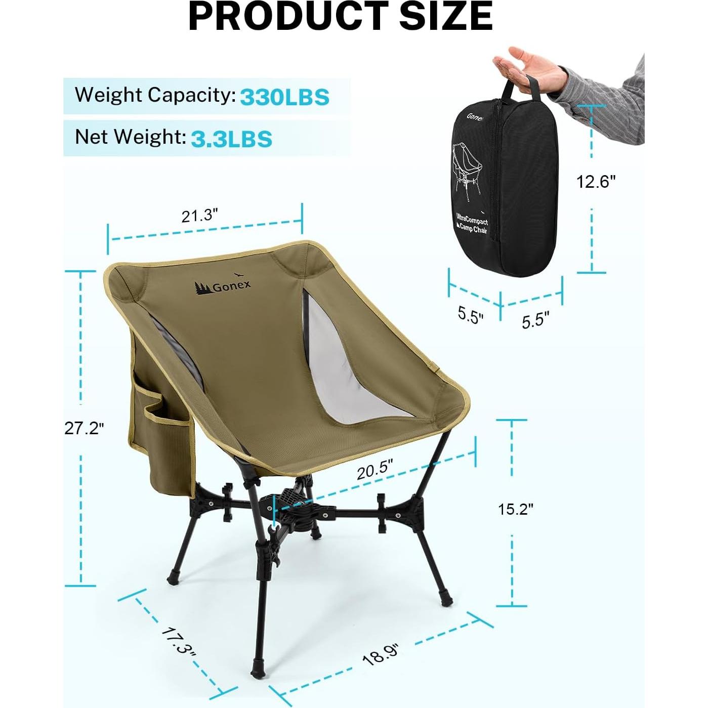 Silla de Camping Plegable Gonex GXGN1173 Caqui 150kg