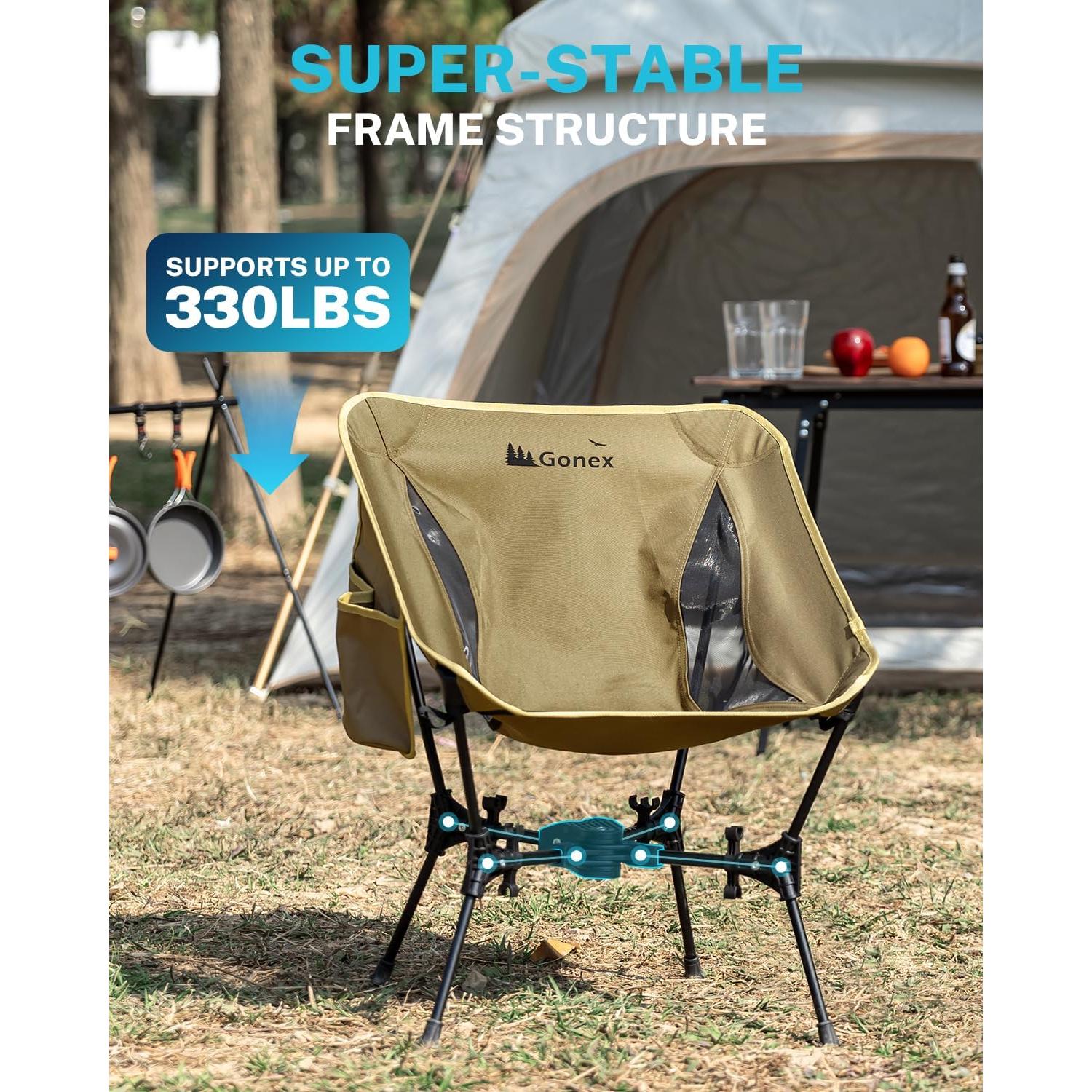 Silla de Camping Plegable Gonex GXGN1173 Caqui 150kg
