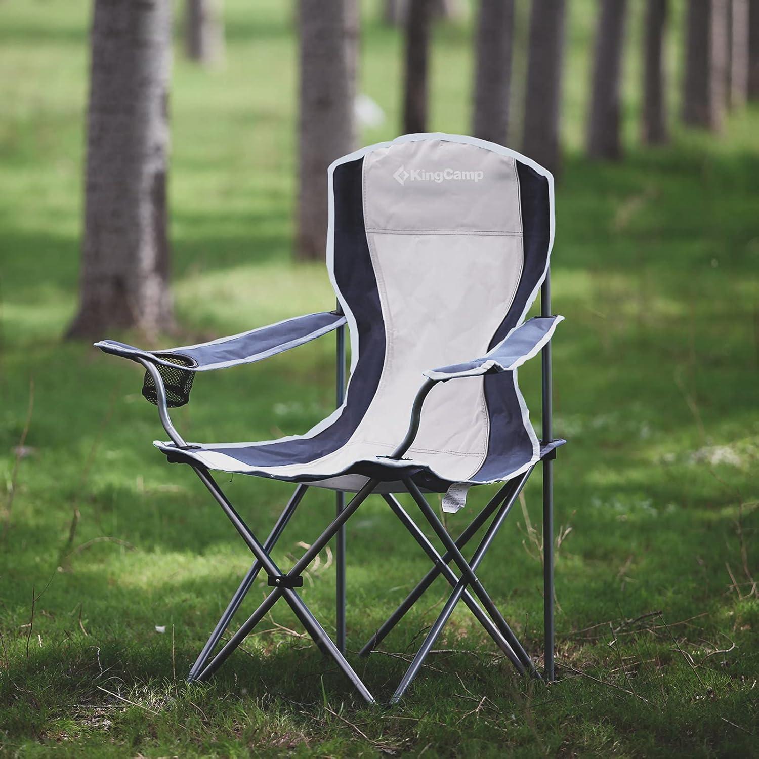 Silla de Camping Plegable KingCamp KC3818 Negra/Gris 120 kg