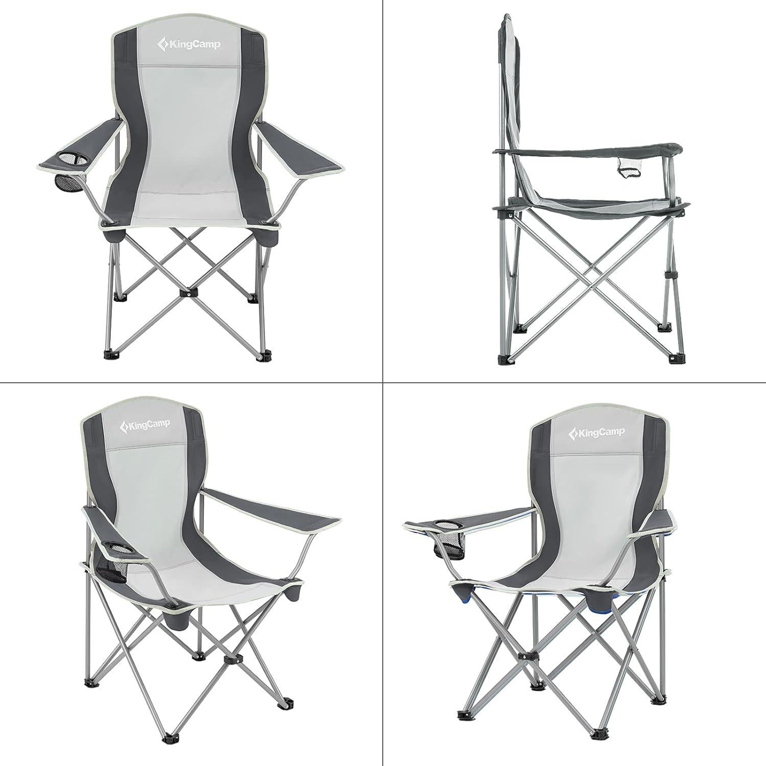 Silla de Camping Plegable KingCamp KC3818 Negra/Gris 120 kg