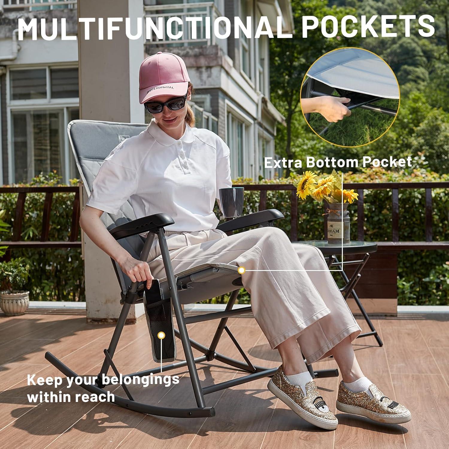 Silla Balancín Plegable Timber Ridge con Respaldo Alto 136 kg