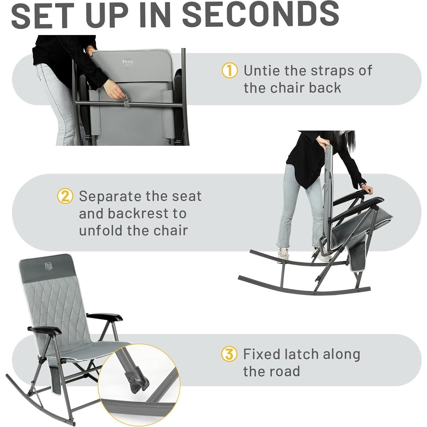 Silla Balancín Plegable Timber Ridge con Respaldo Alto 136 kg