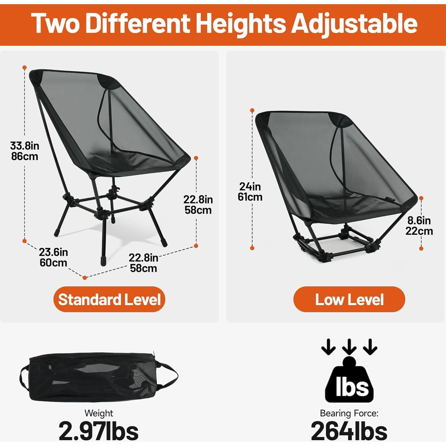 Silla de Playa Plegable Himalaya HC370497, Altura Ajustable