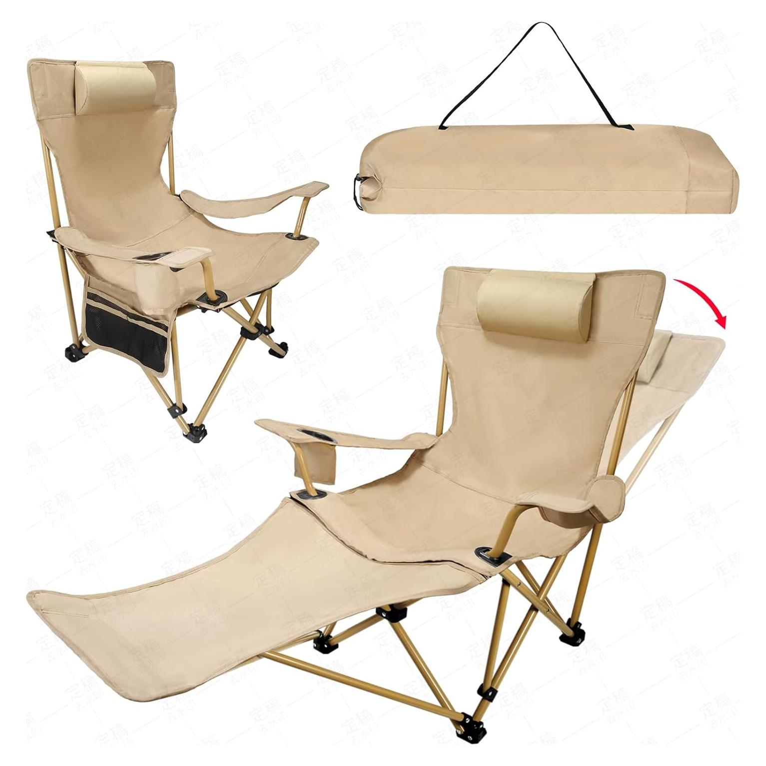 Silla de Camping Reclinable ZEMIRO CHARGE con Reposapiés 127 kg