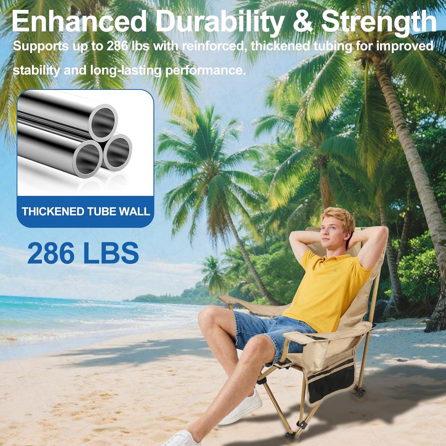 Silla de Camping Reclinable ZEMIRO CHARGE con Reposapiés 127 kg