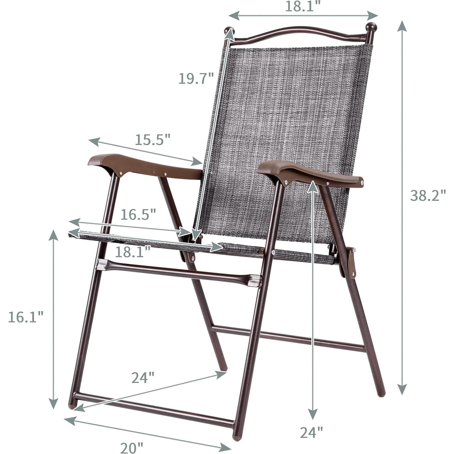 Conjunto de 2 Sillas Plegables de Patio Tangkula Gris