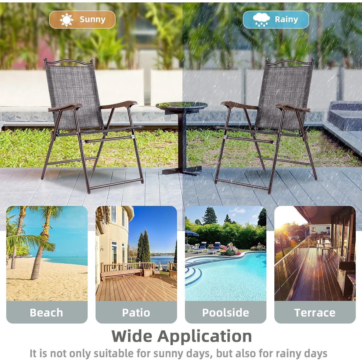 Conjunto de 2 Sillas Plegables de Patio Tangkula Gris