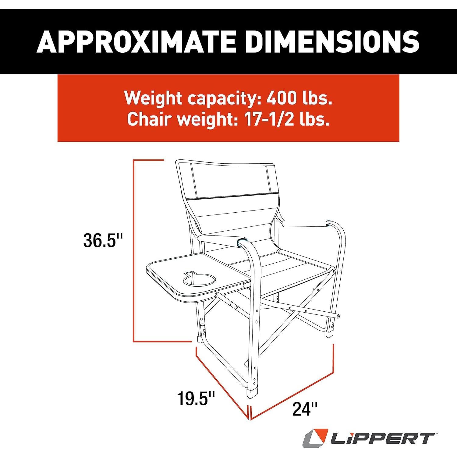 Silla de Camping Plegable Lippert Scout Plus con Mesa Lateral - 181 kg