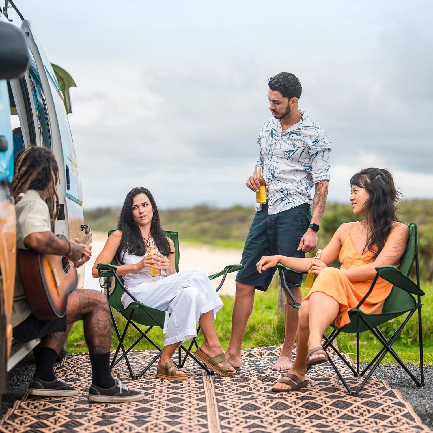 2 Sillas de Camping Plegables Canpsky Verde con Portavasos