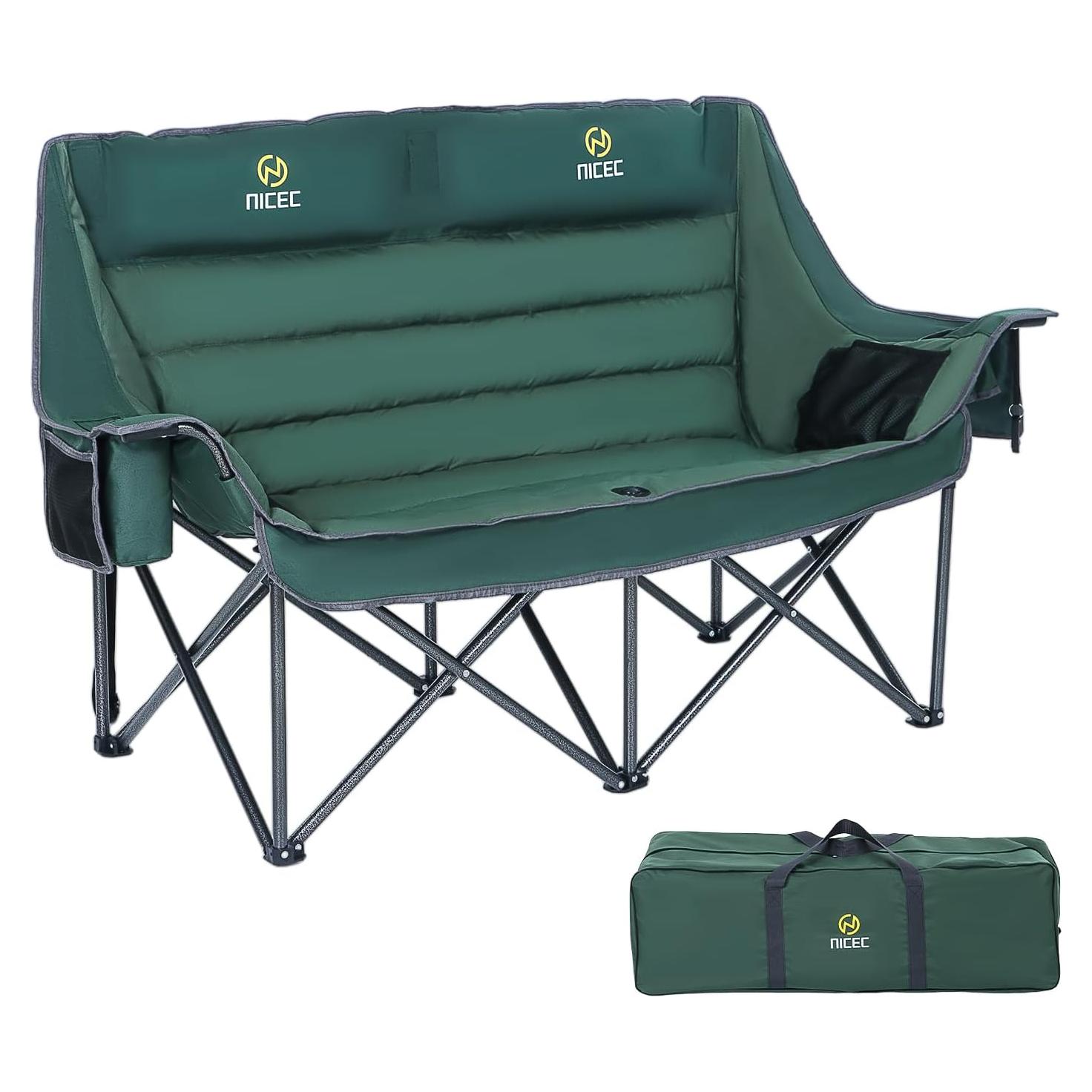 Silla de Camping Doble Nice C, Loveseat Plegable Acolchado