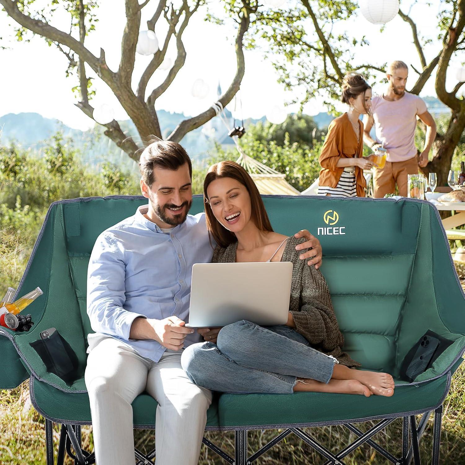 Silla de Camping Doble Nice C, Loveseat Plegable Acolchado