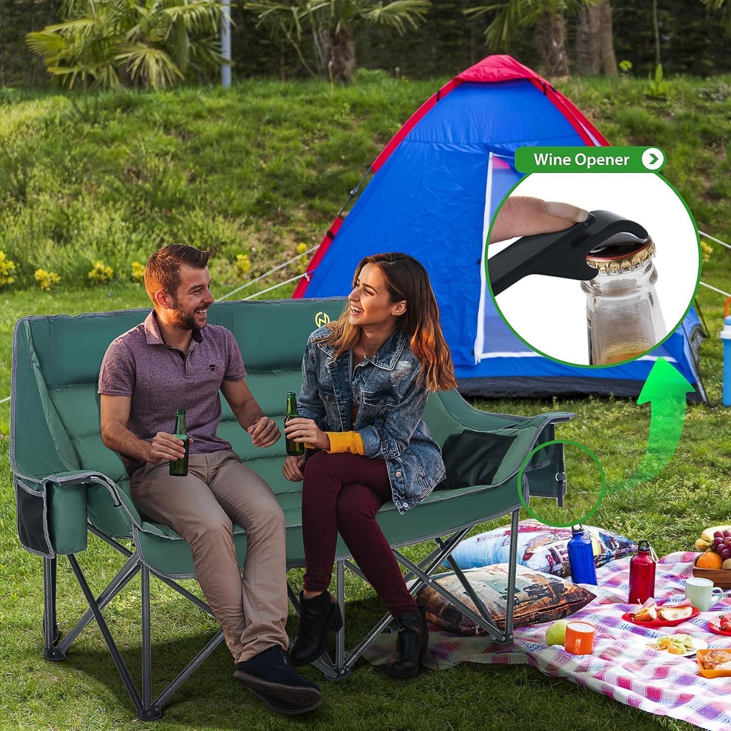 Silla de Camping Doble Nice C, Loveseat Plegable Acolchado