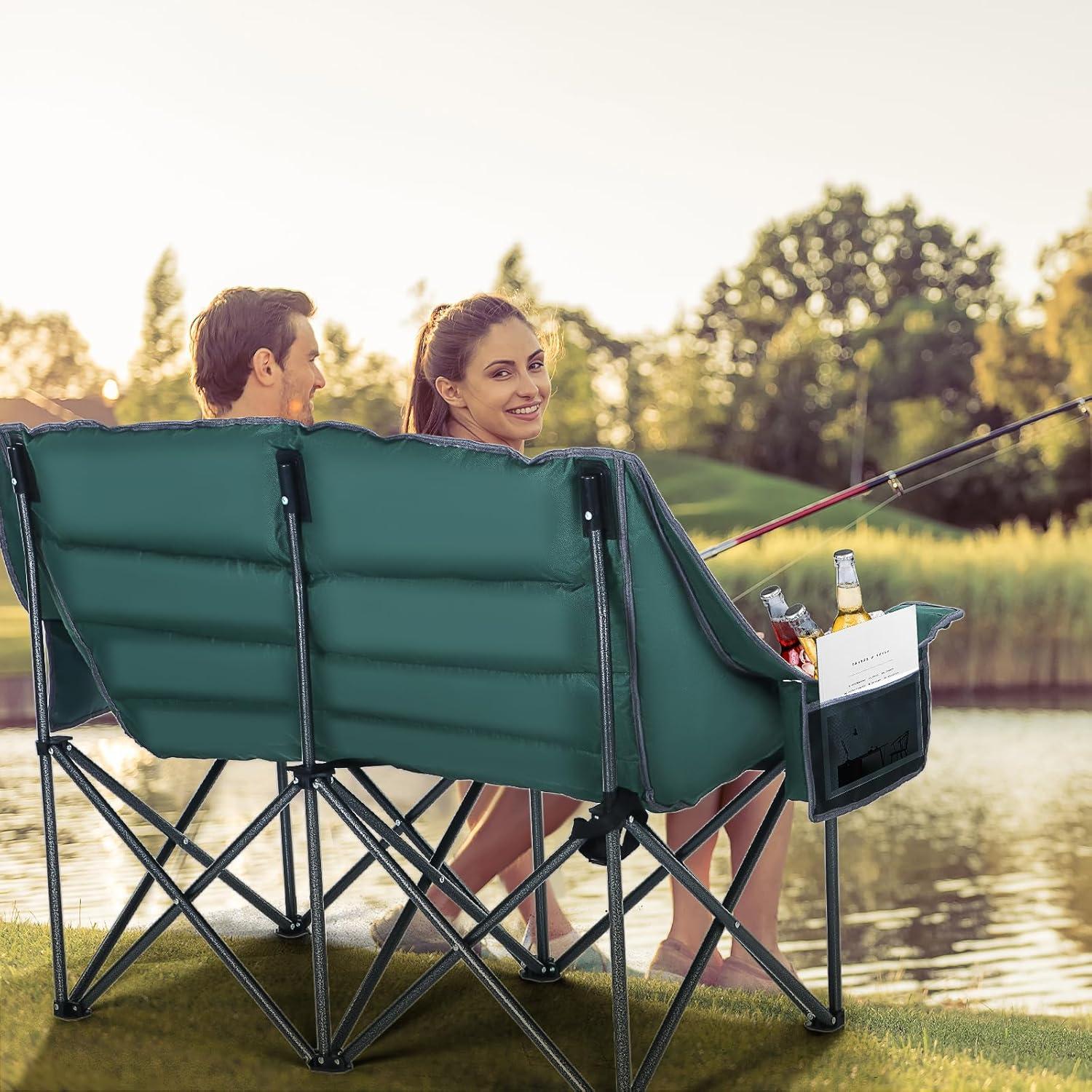 Silla de Camping Doble Nice C, Loveseat Plegable Acolchado