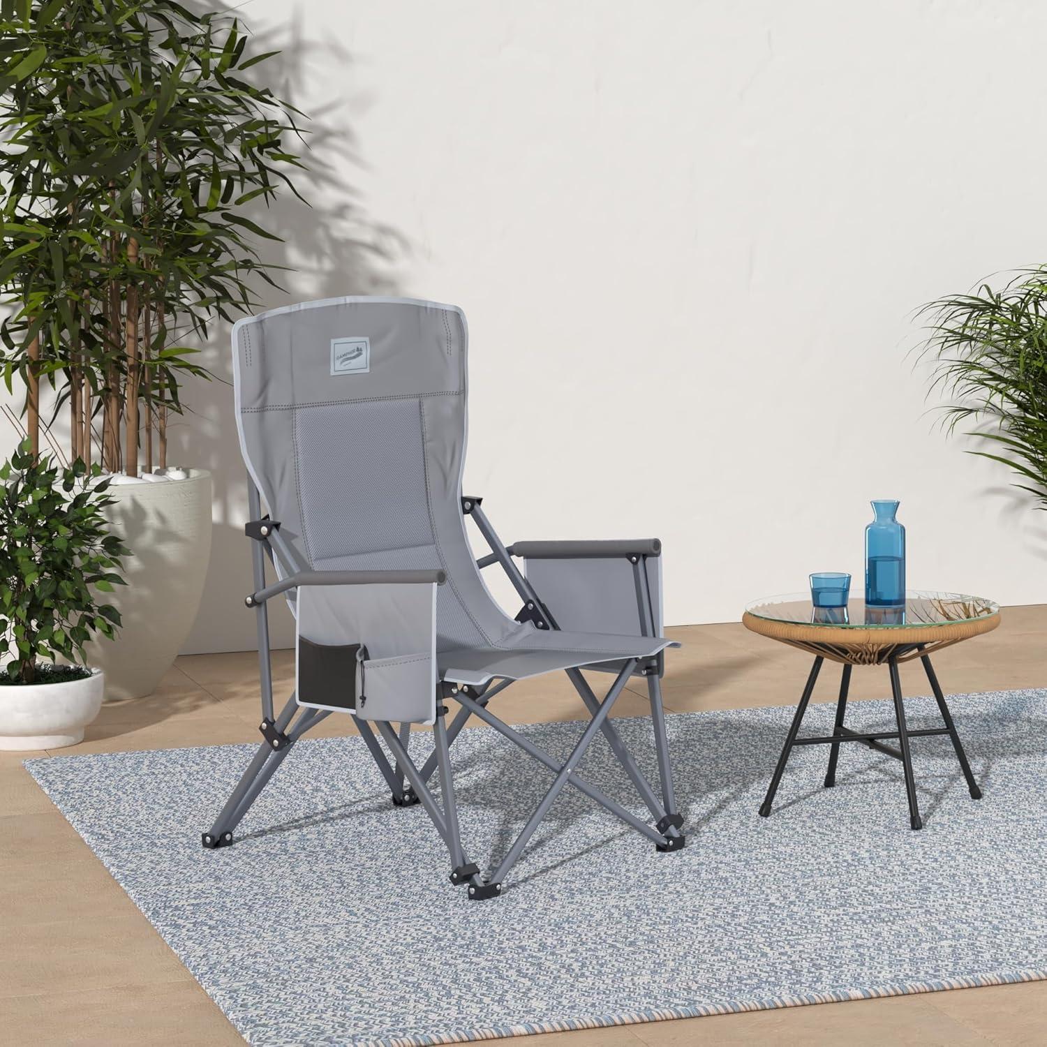 Silla de Camping Plegable Camphor Designs Gris Soporta 400 kg