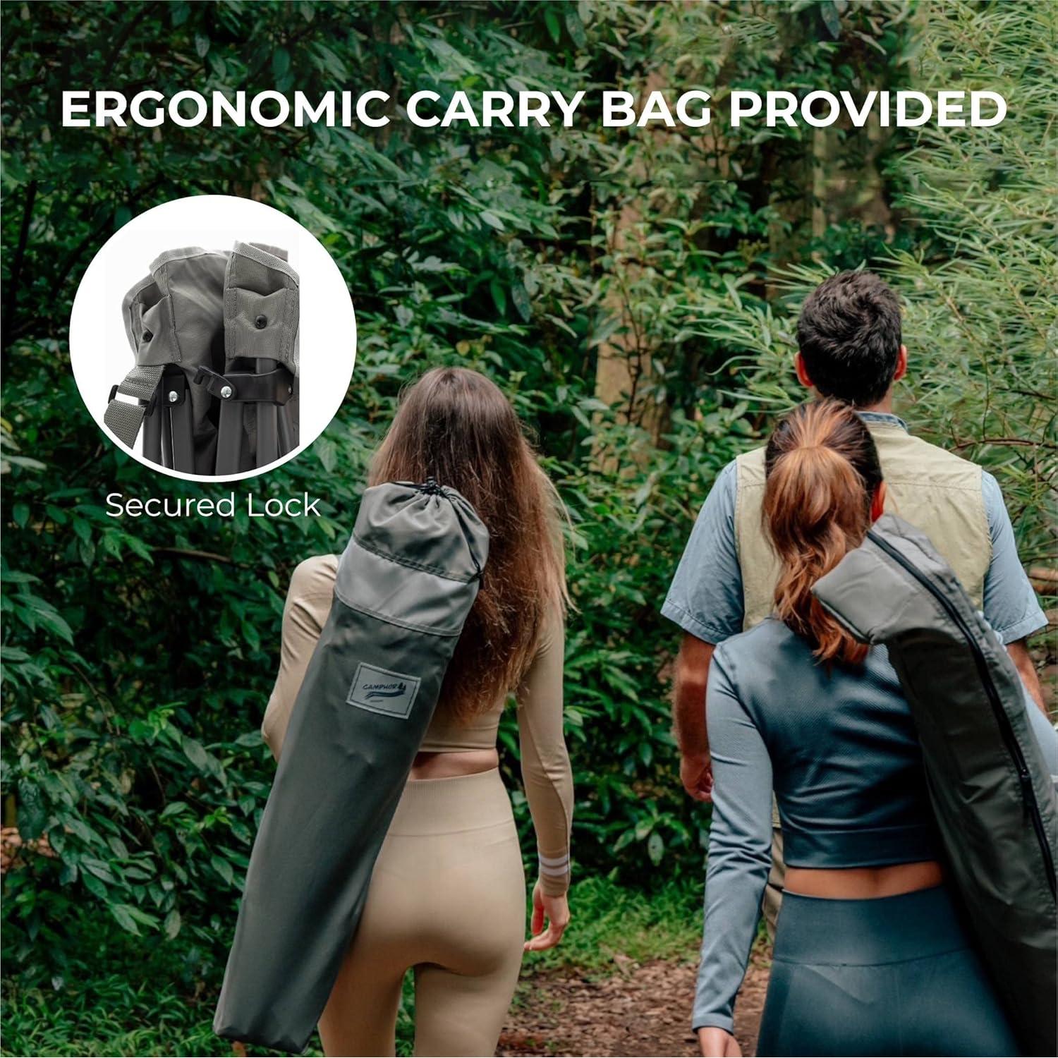 Silla de Camping Plegable Camphor Designs Gris Soporta 400 kg