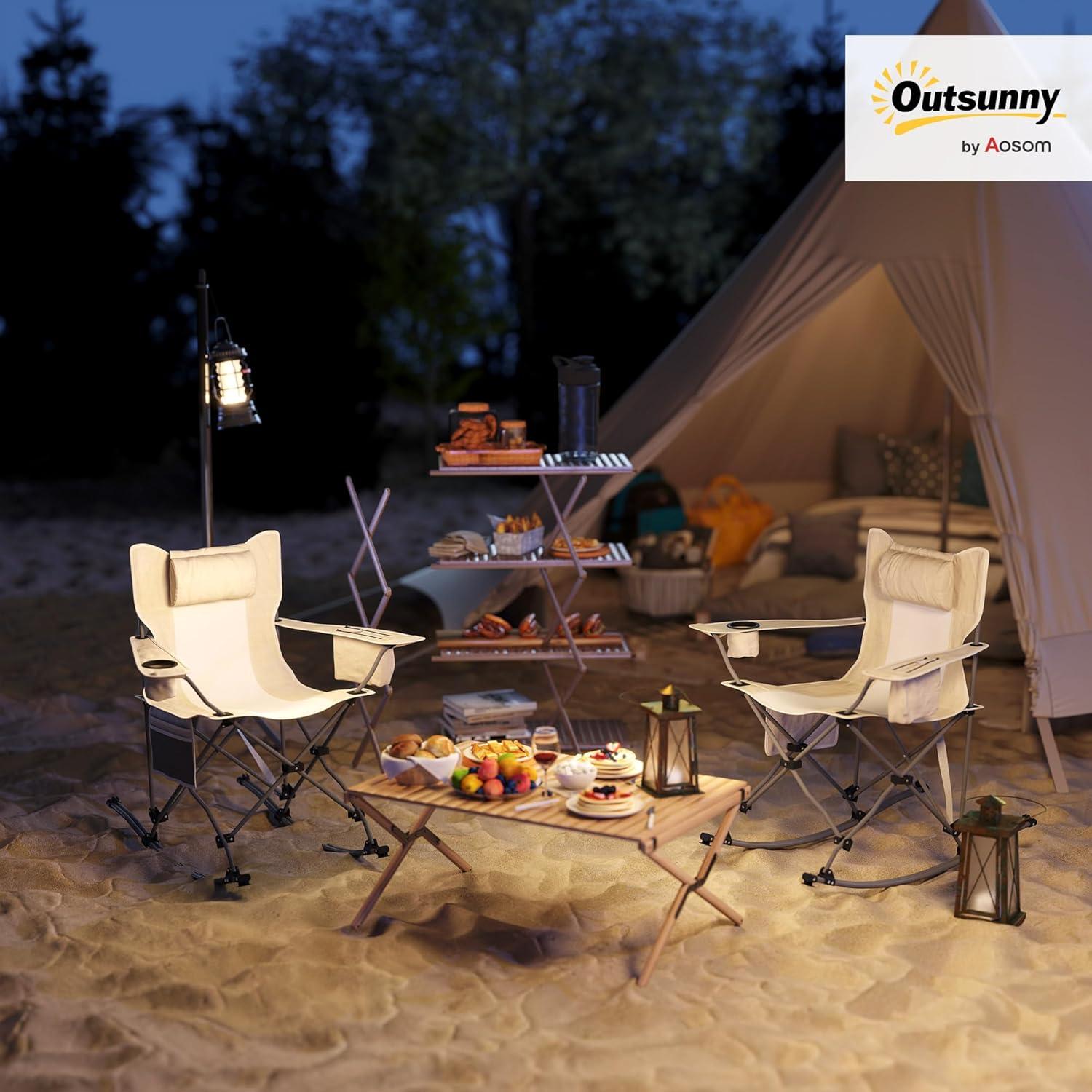 Sillas de Camping Oscilantes Plegables Outsunny - 2 Unidades