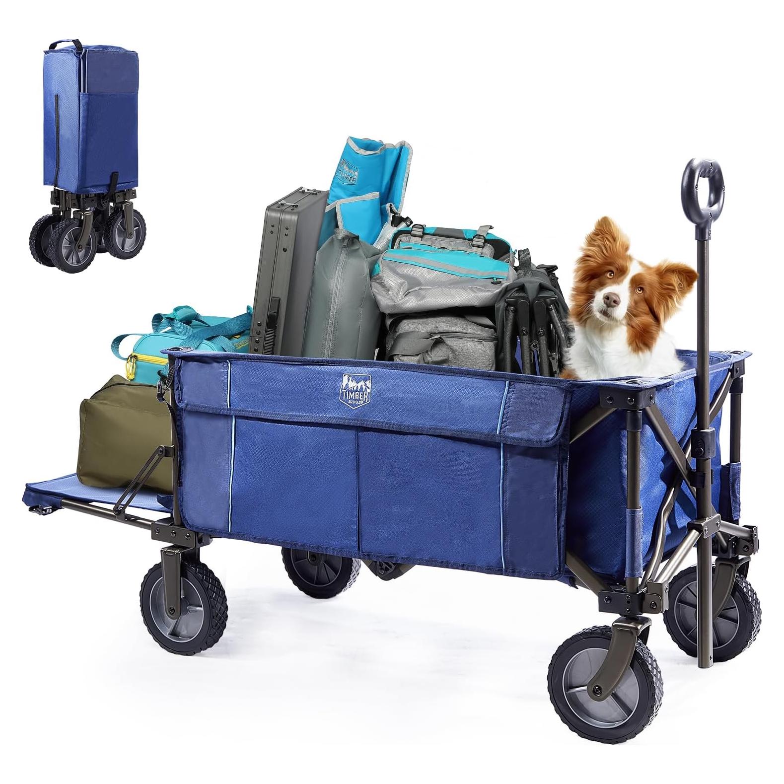 Carro Plegable Timber Ridge Azul para Playa y Compras 102 kg