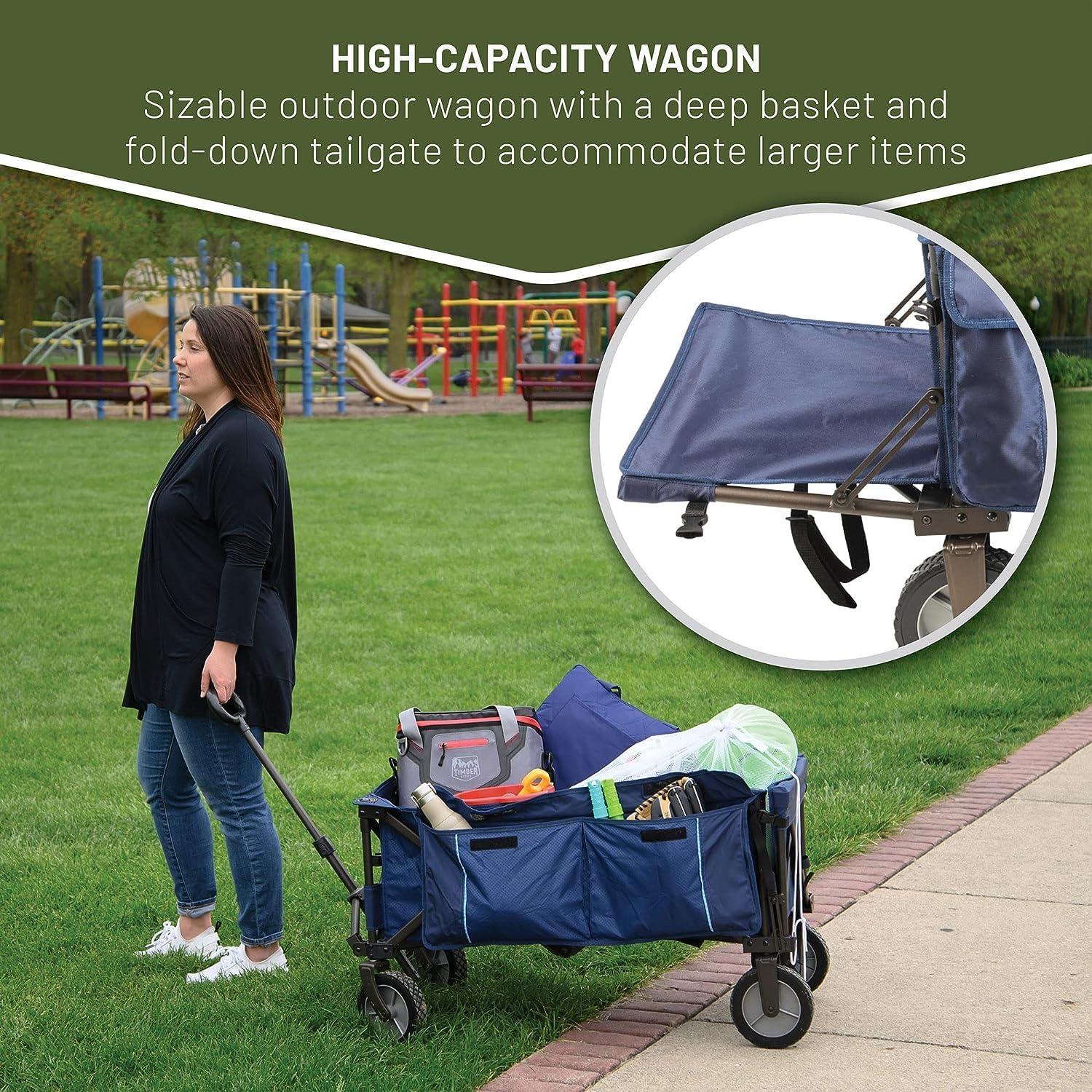 Carro Plegable Timber Ridge Azul para Playa y Compras 102 kg