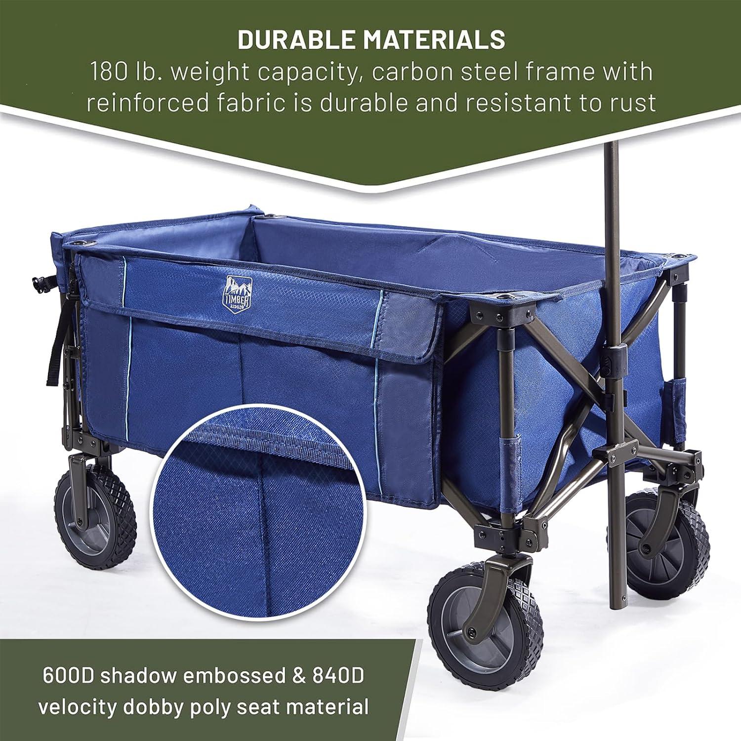 Carro Plegable Timber Ridge Azul para Playa y Compras 102 kg