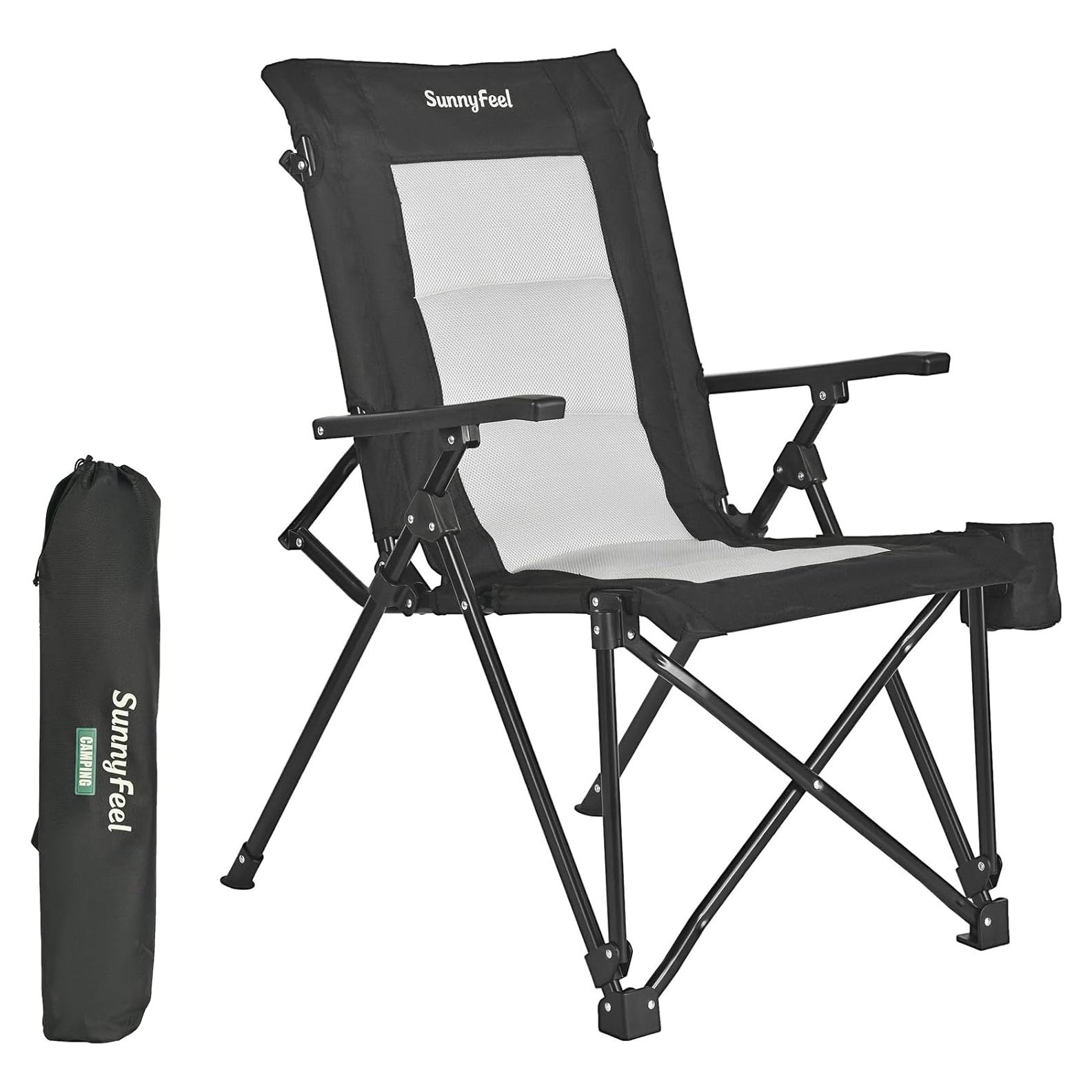 Silla de Camping Plegable SUNNYFEEL Respaldo Alto 500lbs