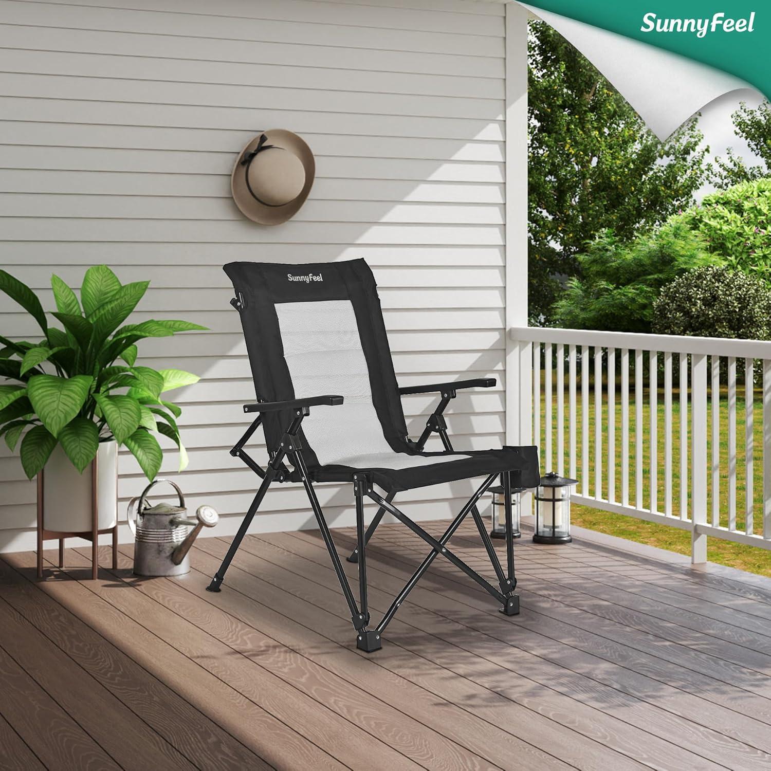 Silla de Camping Plegable SUNNYFEEL Respaldo Alto 500lbs