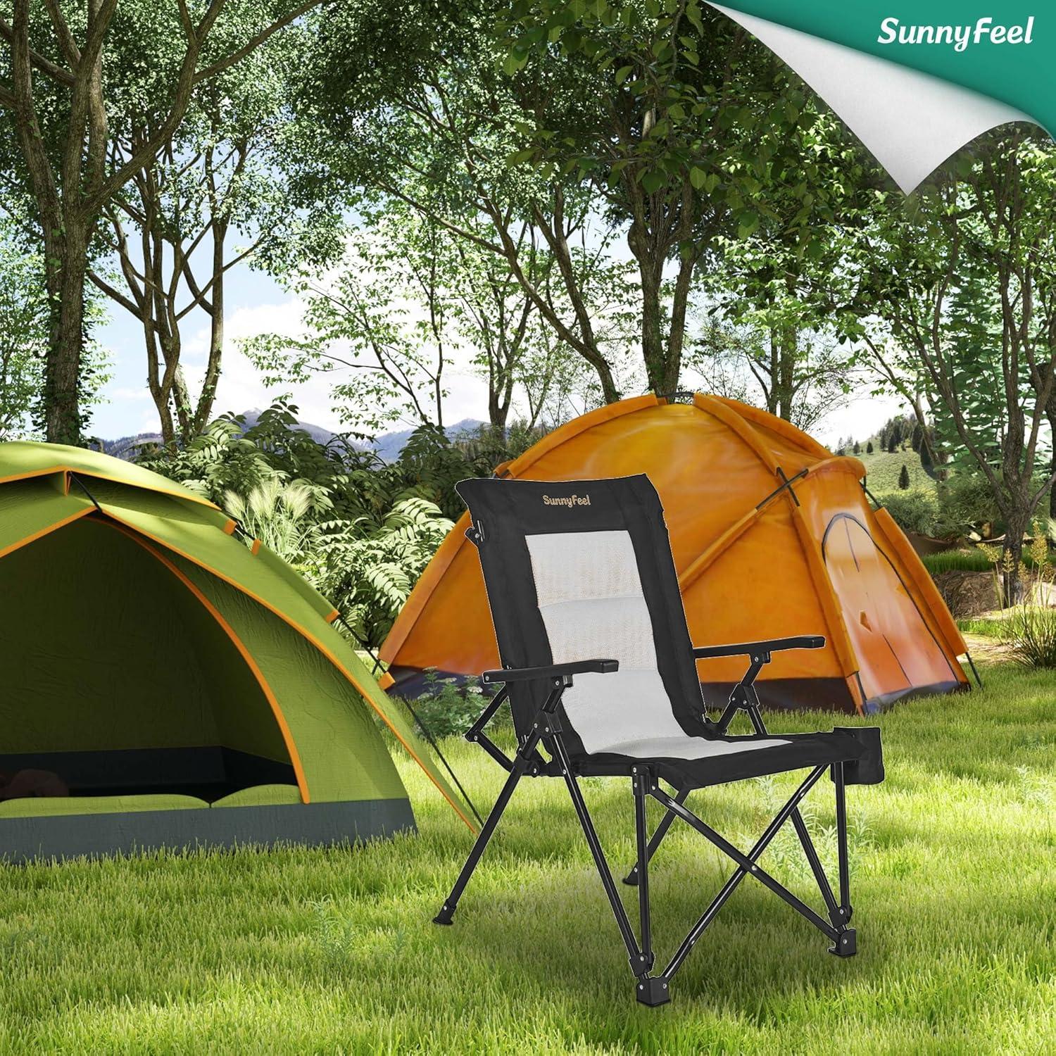 Silla de Camping Plegable SUNNYFEEL Respaldo Alto 500lbs