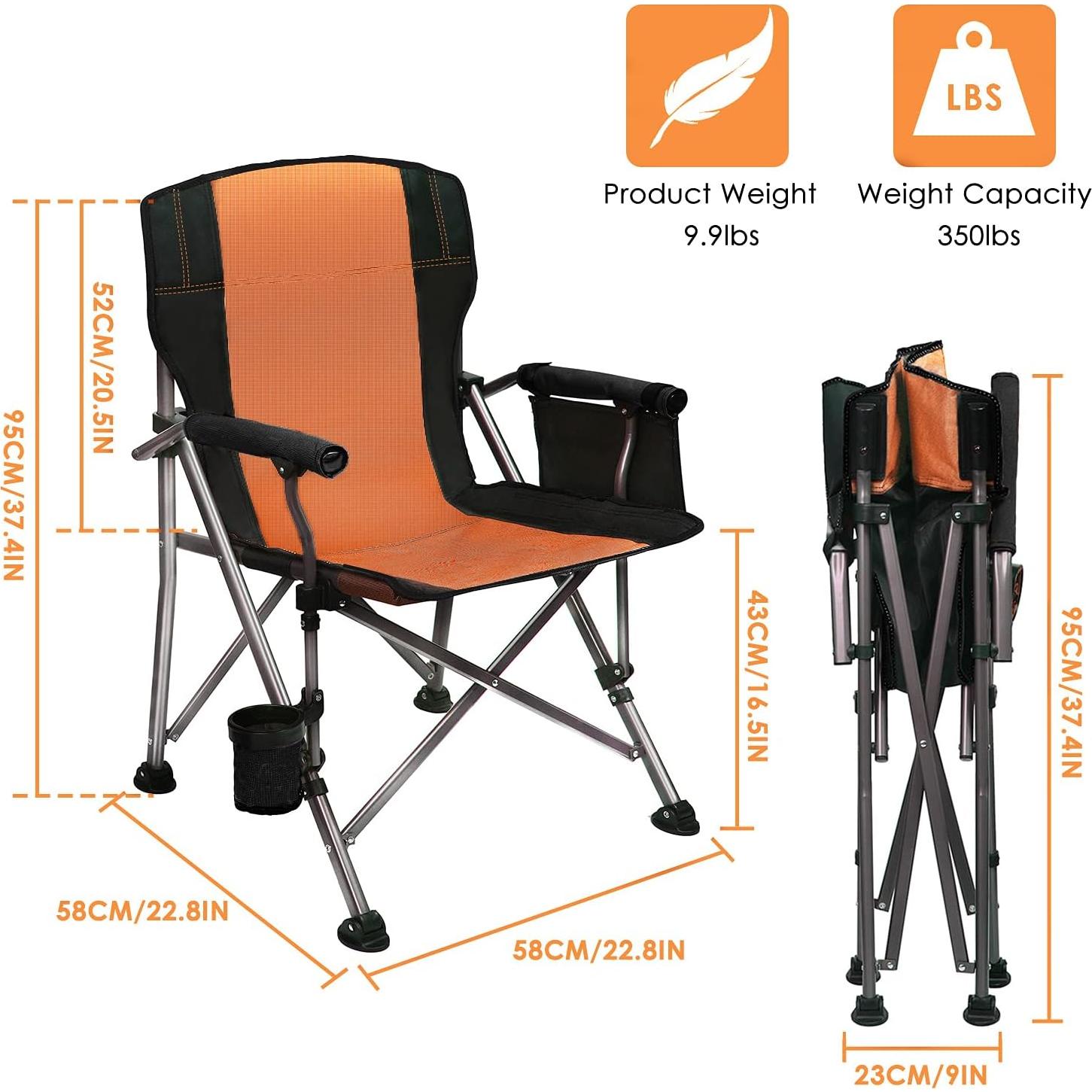 Silla de Camping Plegable LEADALLWAY Naranja Soporta 158.76 kg