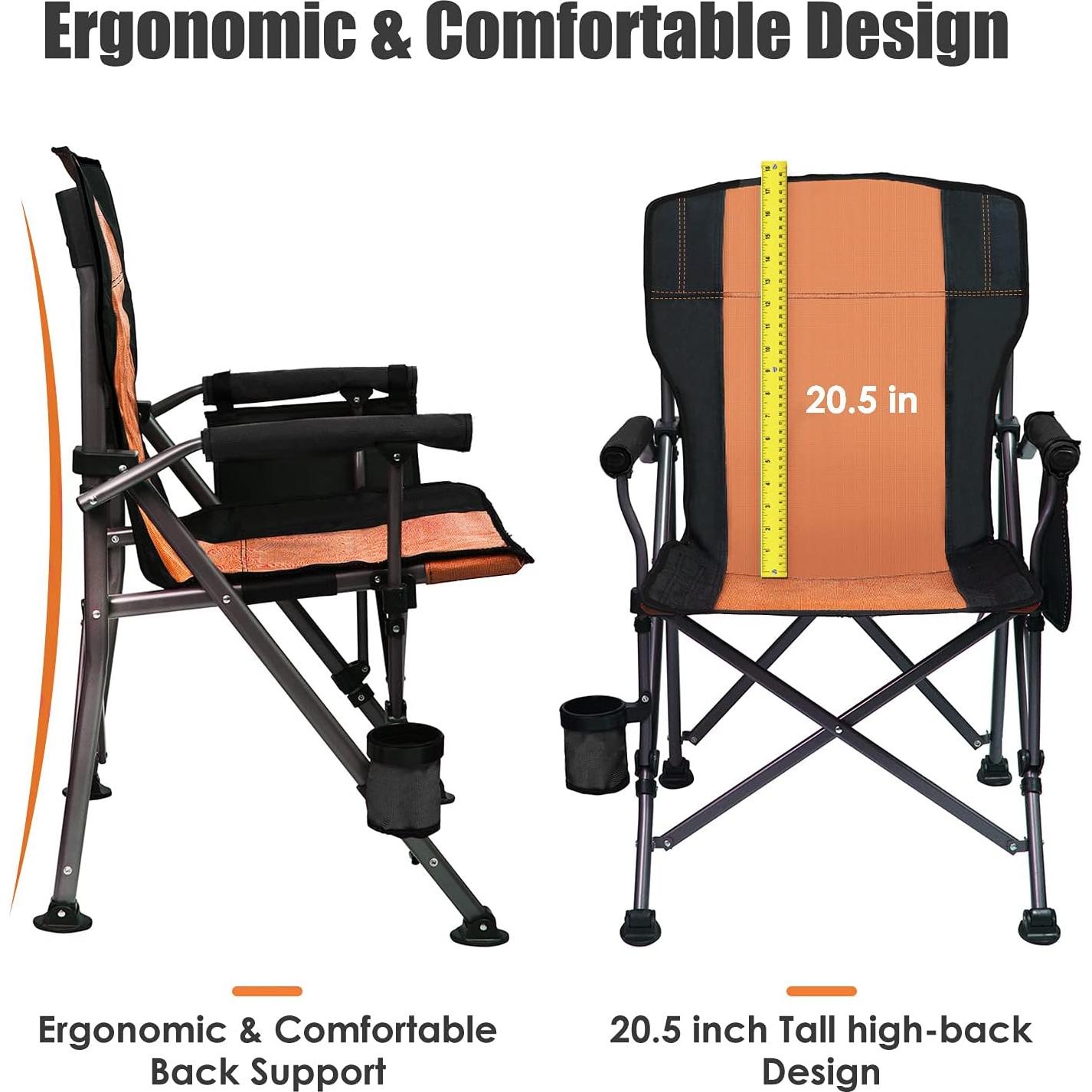 Silla de Camping Plegable LEADALLWAY Naranja Soporta 158.76 kg