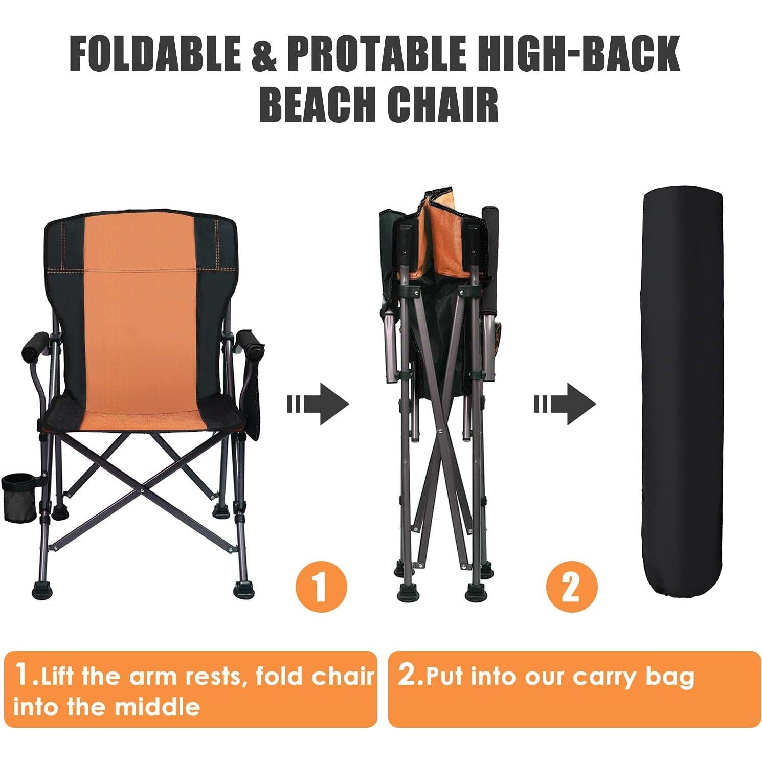 Silla de Camping Plegable LEADALLWAY Naranja Soporta 158.76 kg