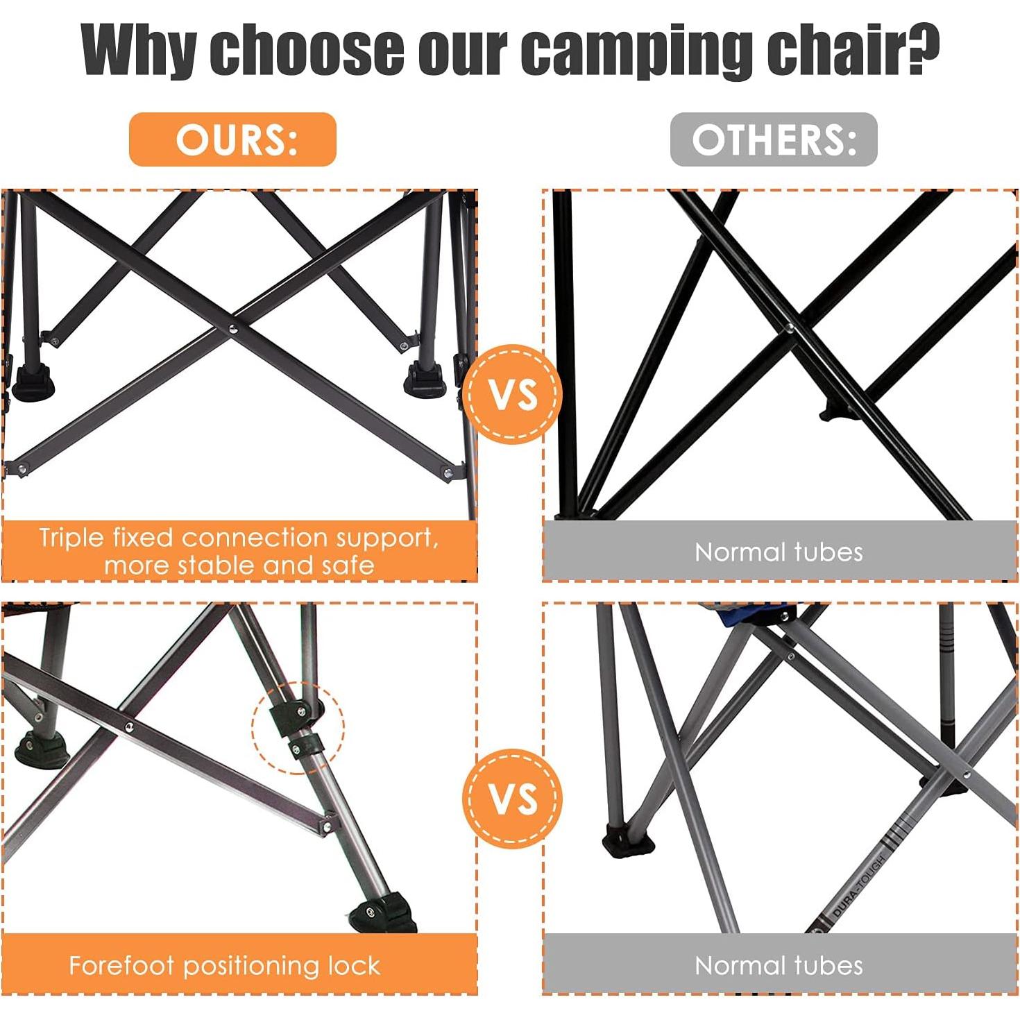 Silla de Camping Plegable LEADALLWAY Naranja Soporta 158.76 kg