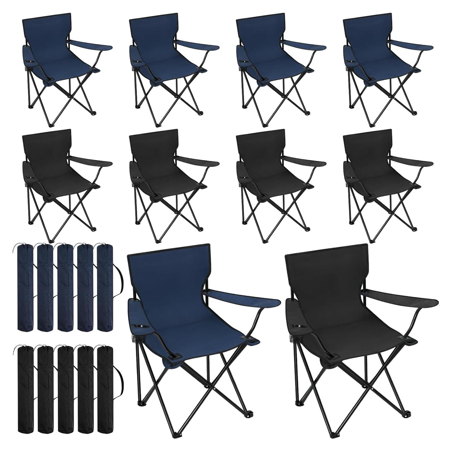 Huwena 10 Sillas de Camping Plegables con Portavasos y Bolsa