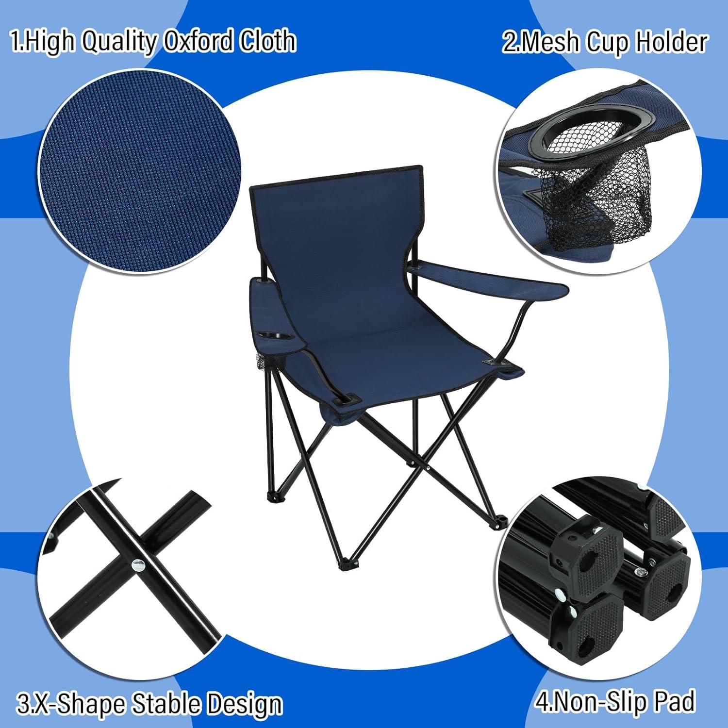 Huwena 10 Sillas de Camping Plegables con Portavasos y Bolsa