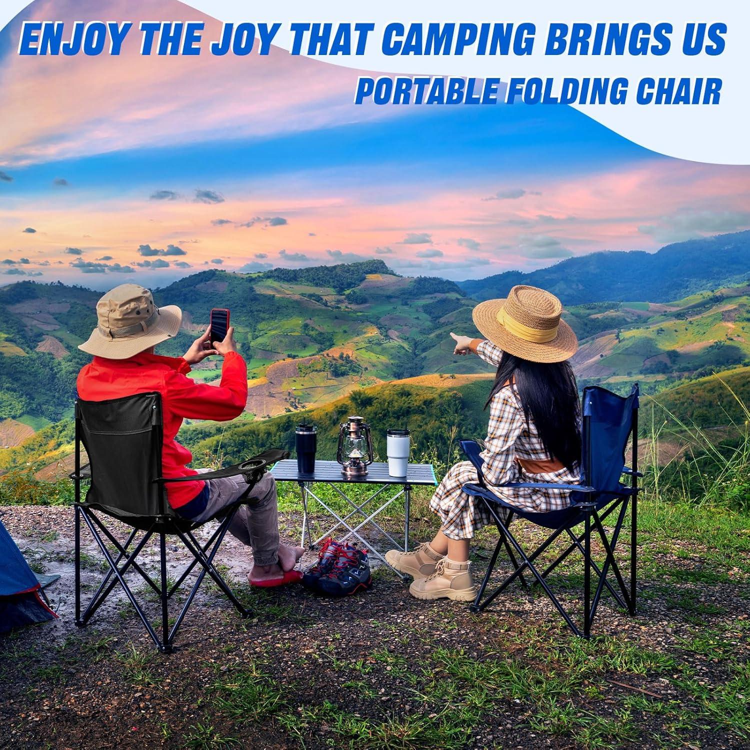 Huwena 10 Sillas de Camping Plegables con Portavasos y Bolsa