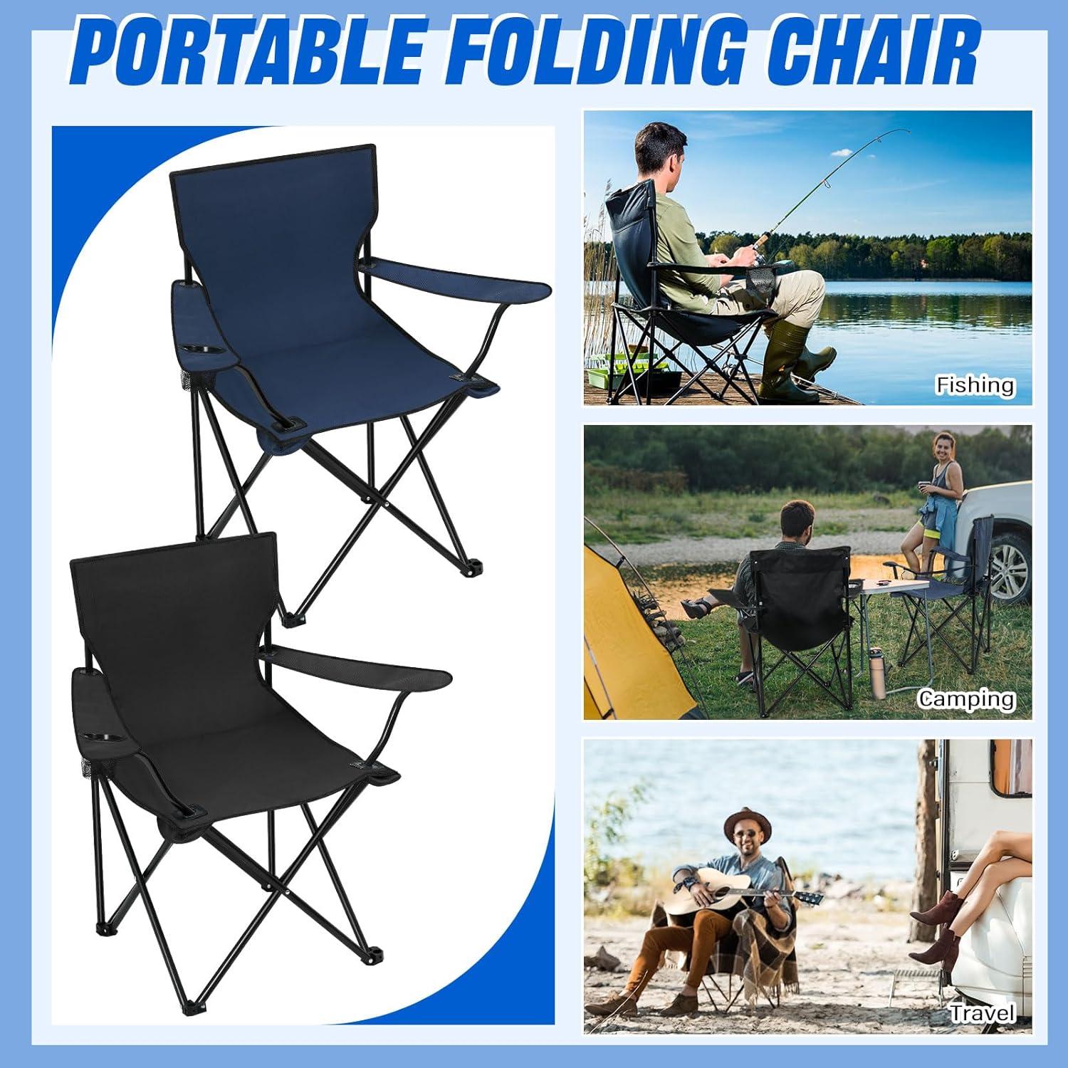 Huwena 10 Sillas de Camping Plegables con Portavasos y Bolsa