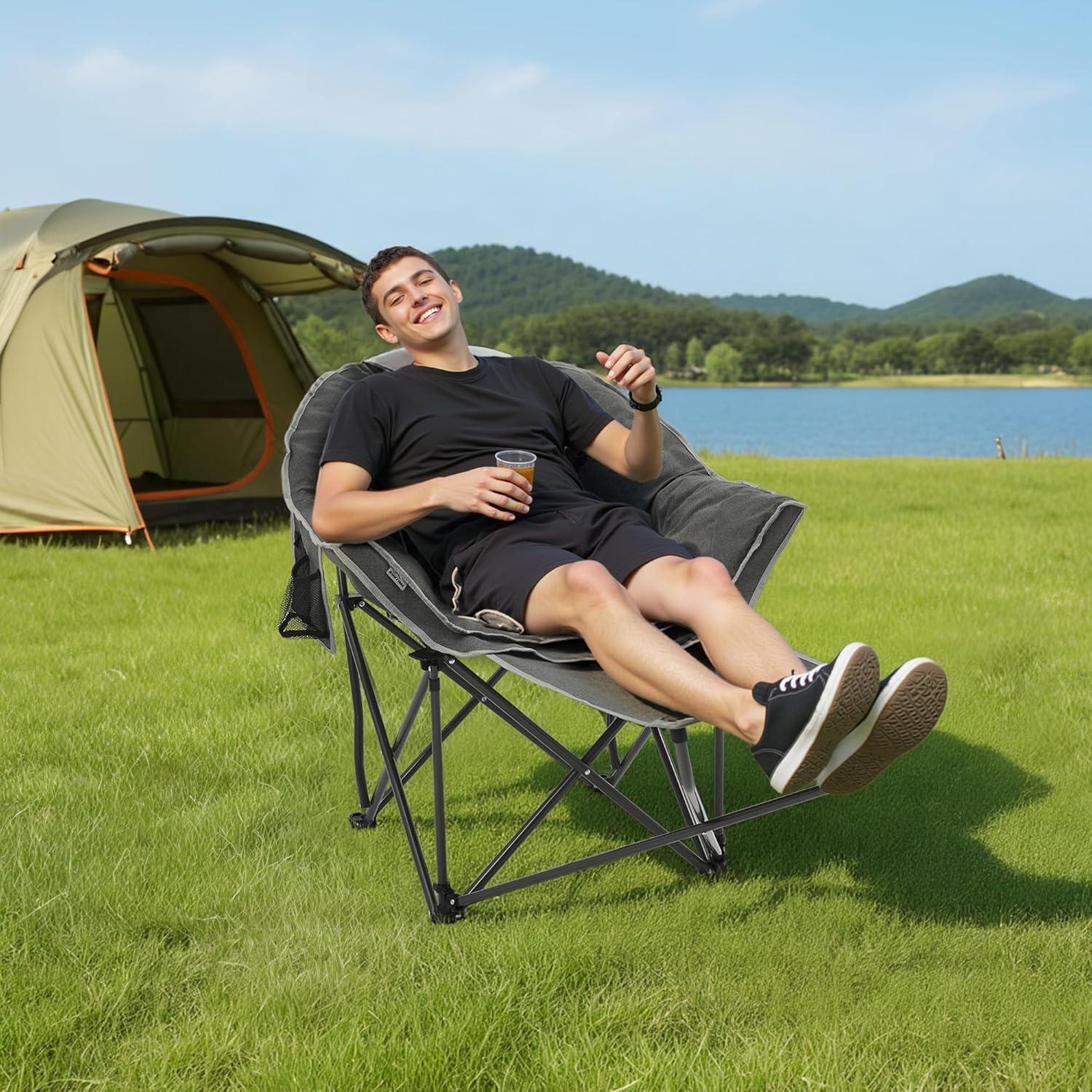 Silla de Camping Plegable Suntime Gris Redonda 181.4 KG