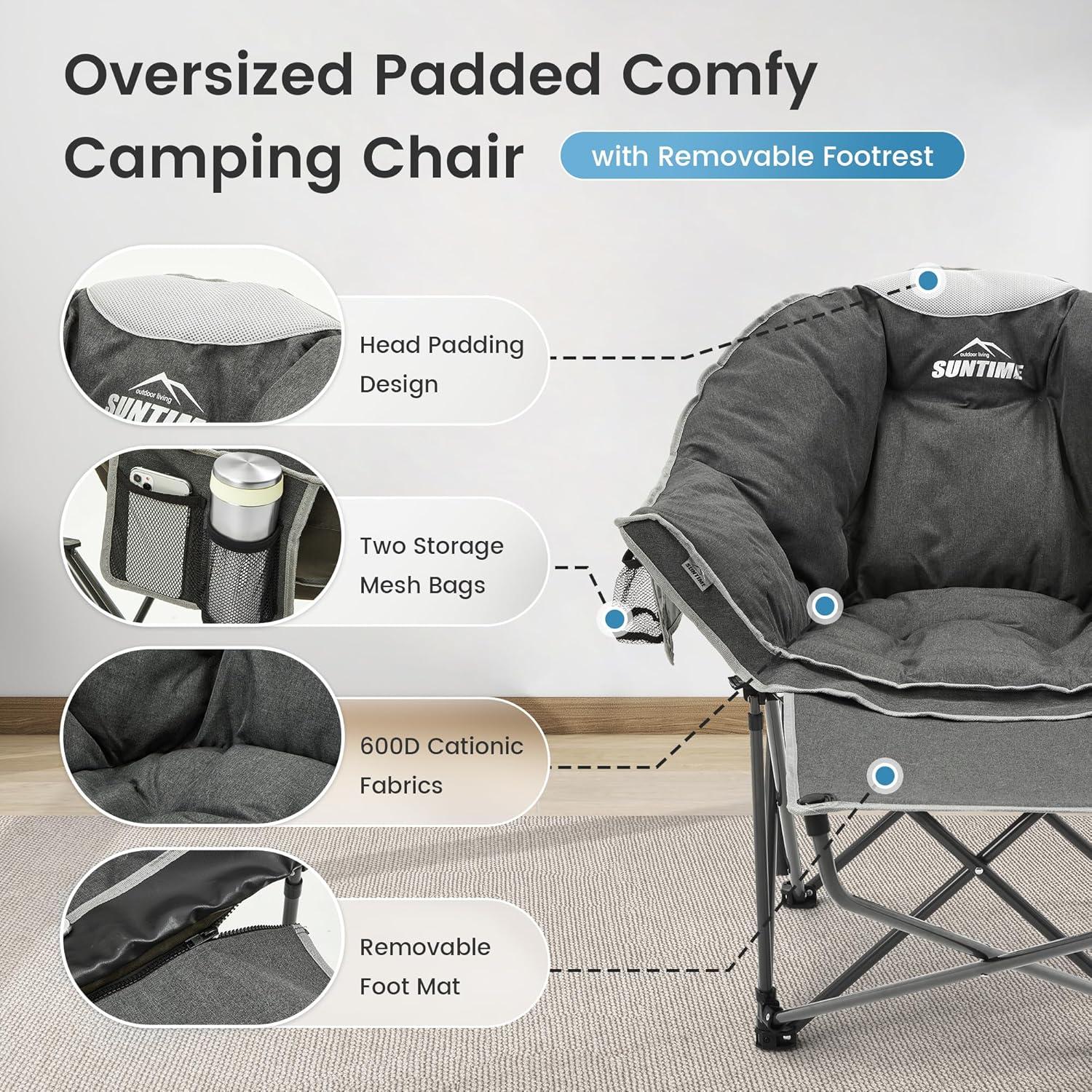 Silla de Camping Plegable Suntime Gris Redonda 181.4 KG