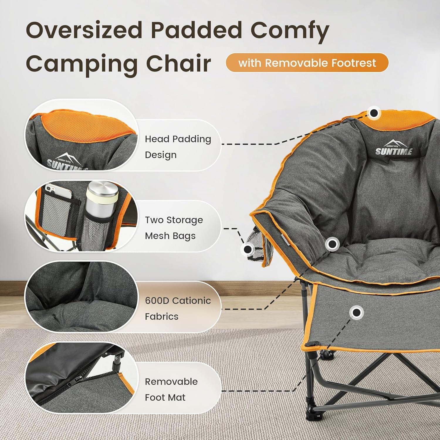 Silla de Camping Plegable Suntime Redonda 181 kg Naranja