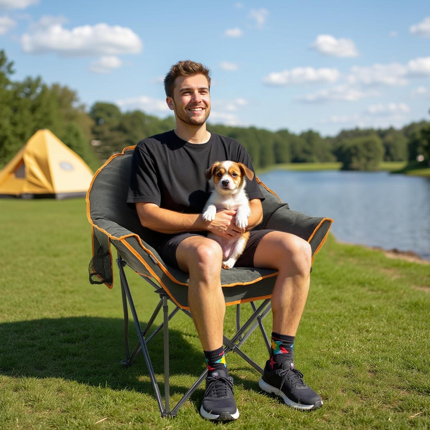 Silla de Camping Acolchada Outdoor Living SUNTIME 400 lbs Naranja