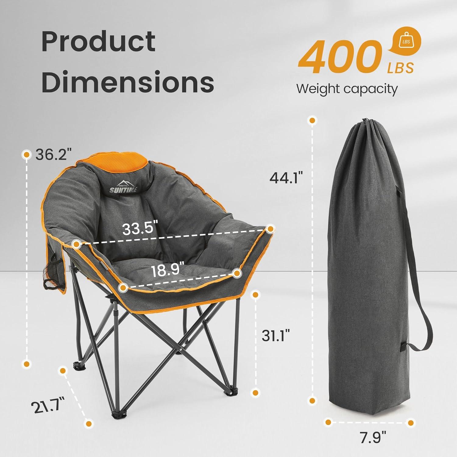 Silla de Camping Acolchada Outdoor Living SUNTIME 400 lbs Naranja