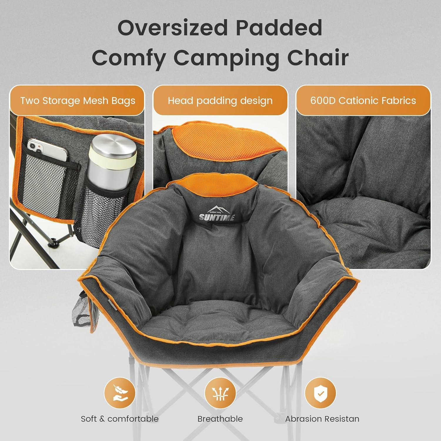 Silla de Camping Acolchada Outdoor Living SUNTIME 400 lbs Naranja