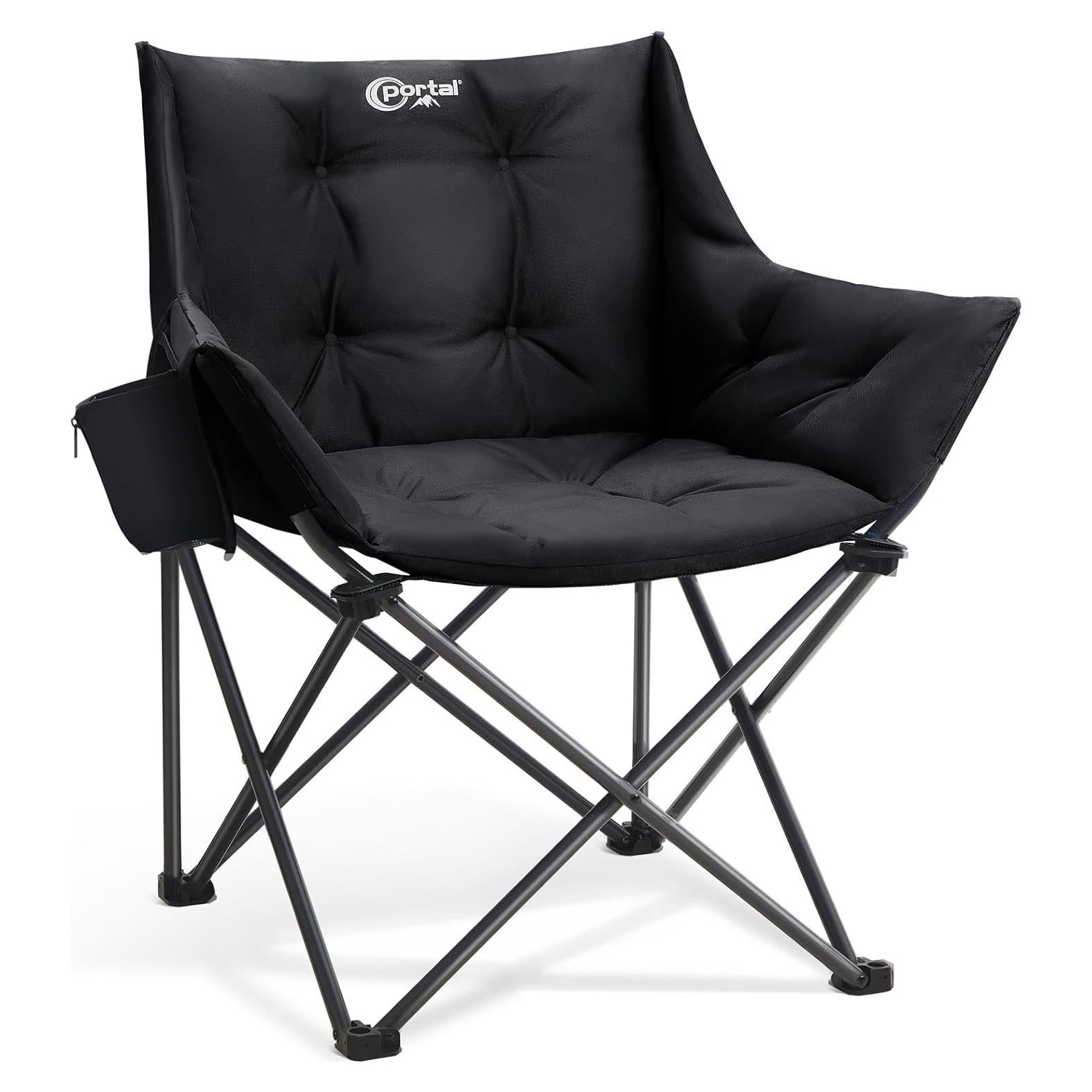 Silla de Camping Plegable Acolchada Portal Negra 150 kg