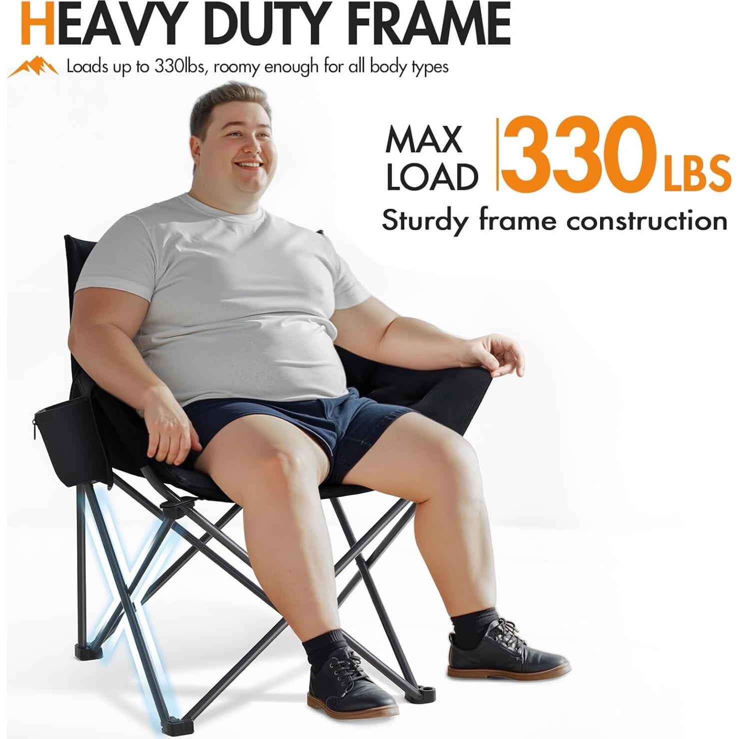 Silla de Camping Plegable Acolchada Portal Negra 150 kg