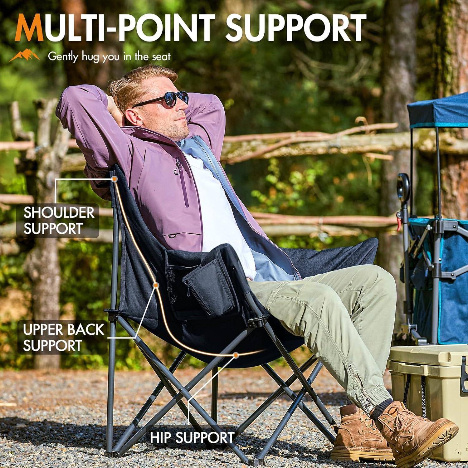 Silla de Camping Plegable Acolchada Portal Negra 150 kg