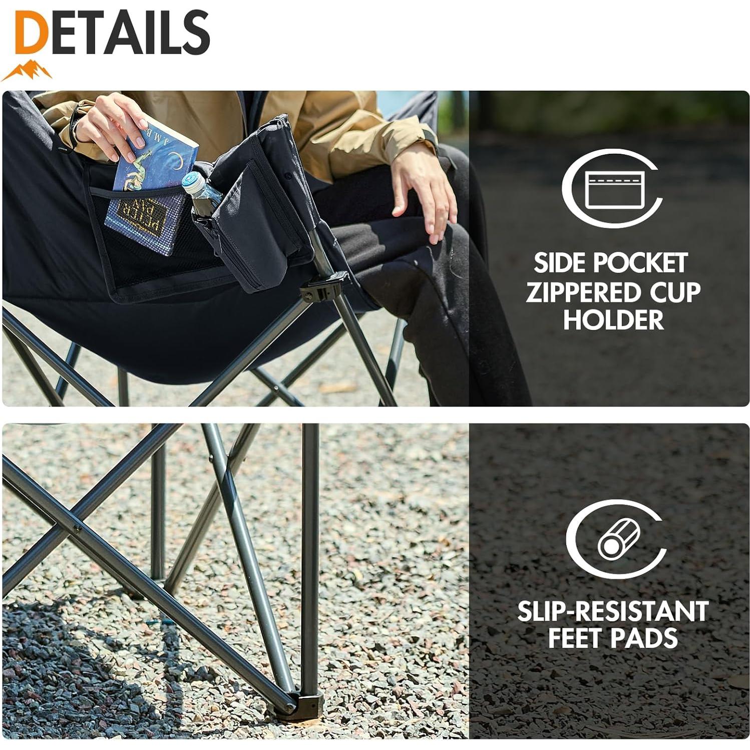 Silla de Camping Plegable Acolchada Portal Negra 150 kg